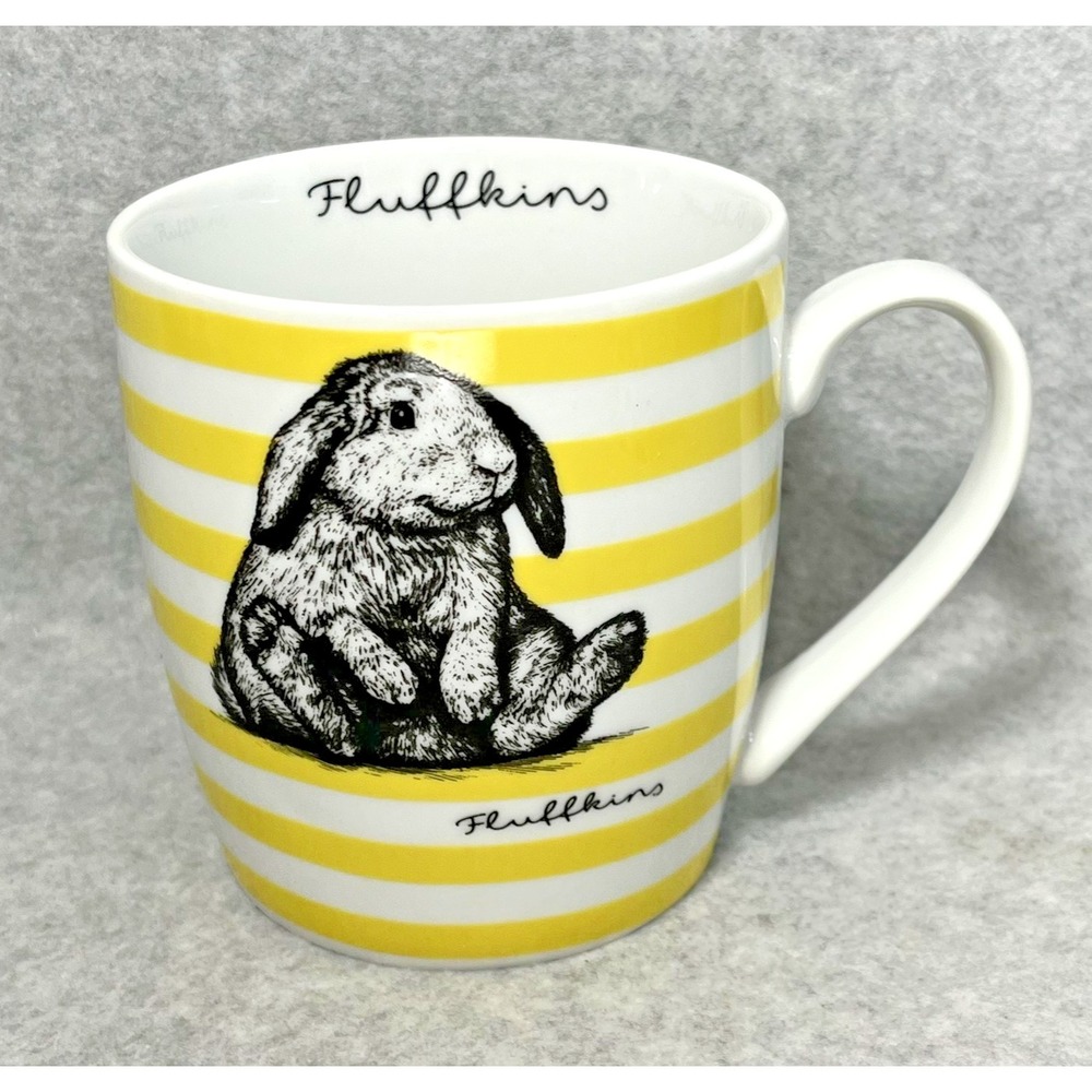 Stanford Hill Pottery Fluffkins‎ Bunny Coffee Mug Yellow Striped Easter Rabbit